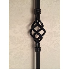 1 x Black Wrought Iron Metal Cage Baluster Balustrade Stair Spindle 950mm long x 12mm Plain Bars